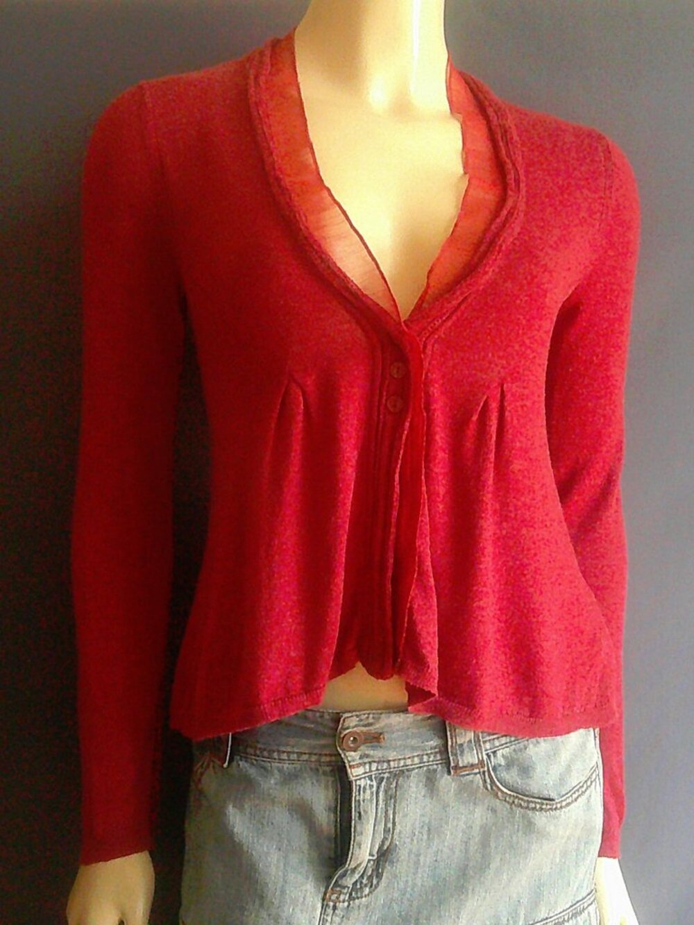 Anthropologie Angel of the North Cinnamon Rose Cropped Peplum Cardigan Sm